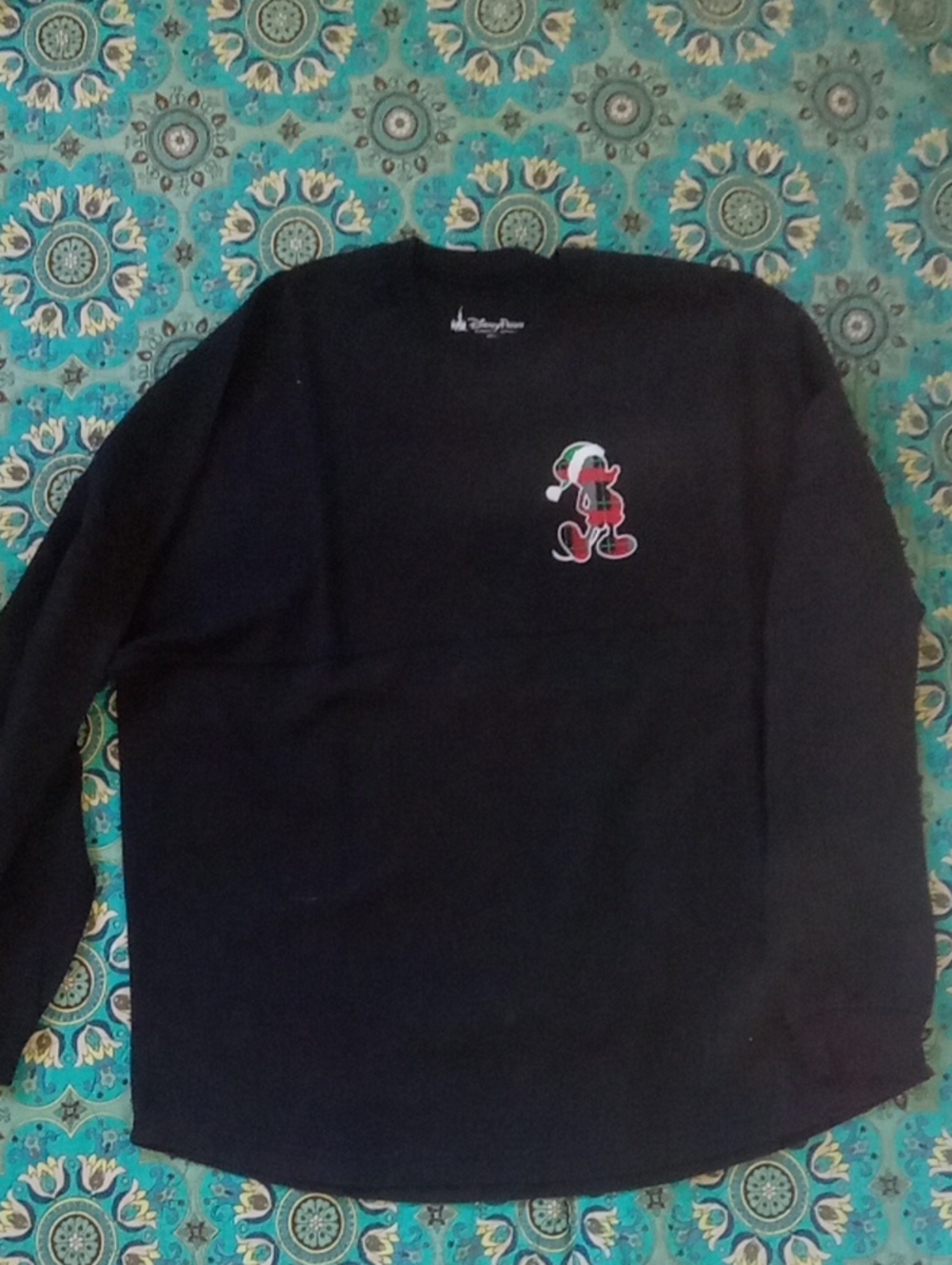 Disney Black Long Sleeve Tee with Festive Mickey